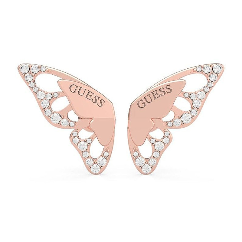 Orecchini Oro Rosa Guess Donna Farfalla Swarovski
