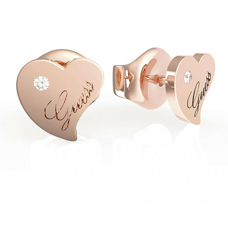 Orecchini Oro Rosa Guess Donna Cuore Punto Luce
