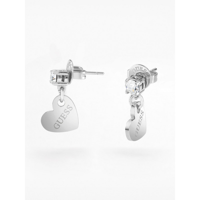 Orecchini donna Guess "heart to heart" acciaio pendente