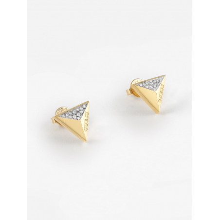 Orecchini donna Guess "triangle studs" oro con cristalli