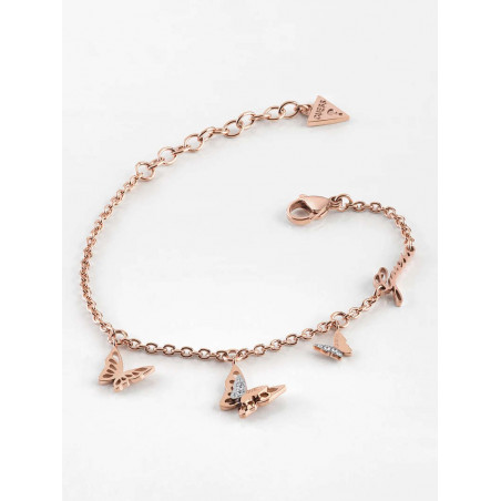 Bracciale Donna Guess Multi Charms Farfalle Oro Rosa